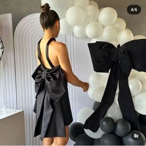 Zara bow trim voluminous satin effect mini dress